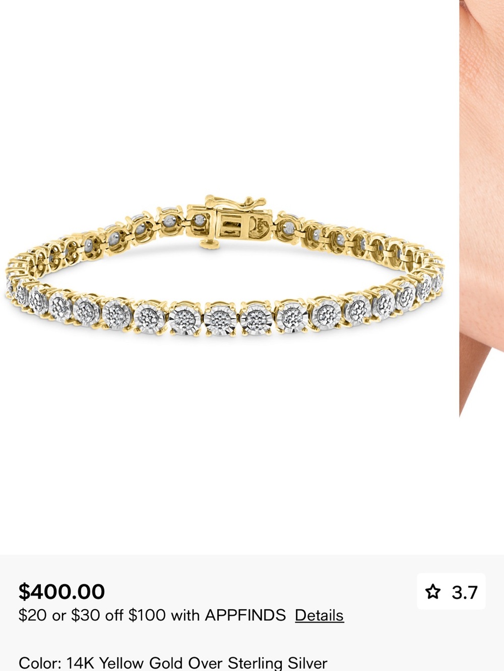 Effy 14K Yellow Gold Over Sterling Silver Diamond Tennis Bracelet - Gold & White